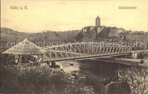 Halle Saale Giebichenstein Brueckenpartie mit Burg Kat. Halle