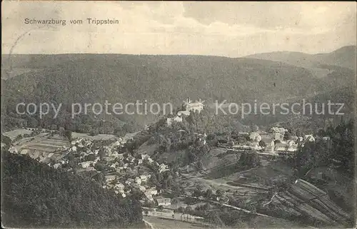 Schwarzburg Thueringer Wald Blick vom Trippstein Kat. Schwarzburg