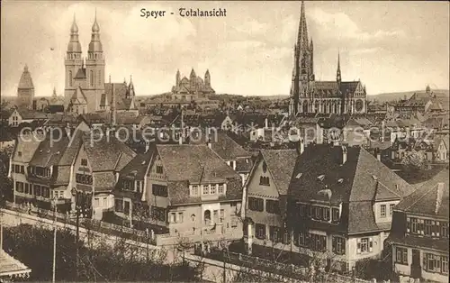 Speyer Rhein mit Kirchen Kat. Speyer