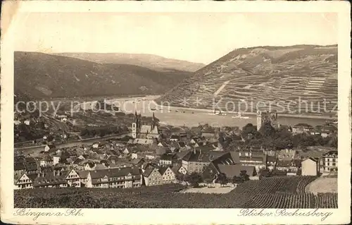 Bingen Rhein Blick vom Rochusberg Kat. Bingen am Rhein