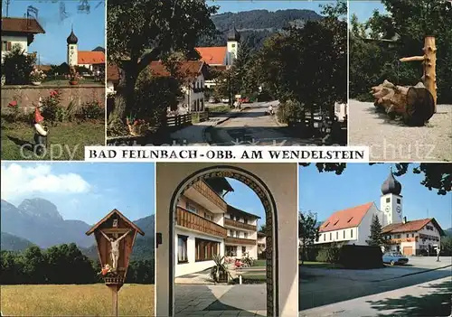 Bad Feilnbach Kirche Dorfpartie Brunnen Wegkreuz Kat. Bad Feilnbach