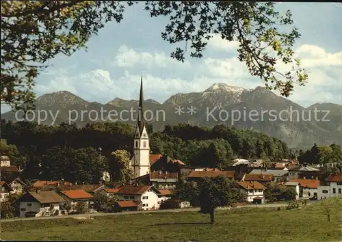 Prien Chiemsee Ortsblick mit Kirche Kat. Prien a.Chiemsee