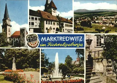 Marktredwitz Kirche Panorama Denkmal Park Fontaene Kat. Marktredwitz