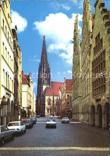 Muenster Westfalen Prinzipalmarkt mit Lambertikirche Kat. Muenster