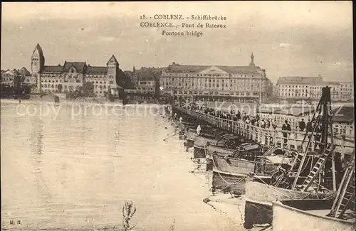 Coblenz Koblenz Schiffsbruecke Pont de Bateaux Kat. Koblenz Rhein