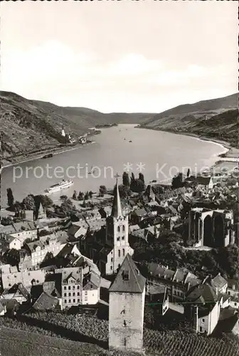 Bacharach Rhein Ortsansicht mit Kirche Wernerkapelle Ruine Kat. Bacharach