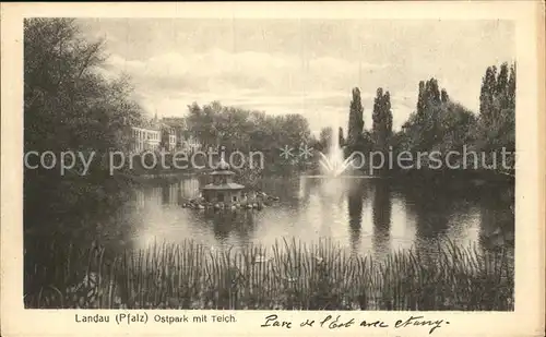 Landau Pfalz Ostpark mit Teich Kat. Landau in der Pfalz