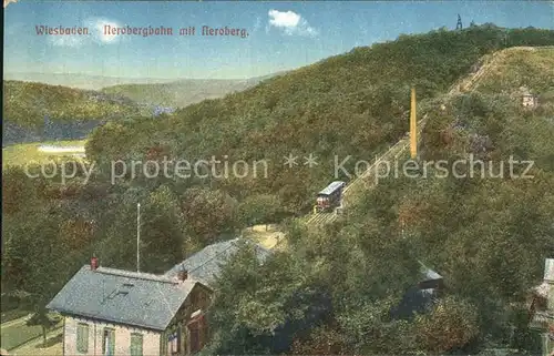 Wiesbaden Nerobergbahn mit Neroberg Kat. Wiesbaden