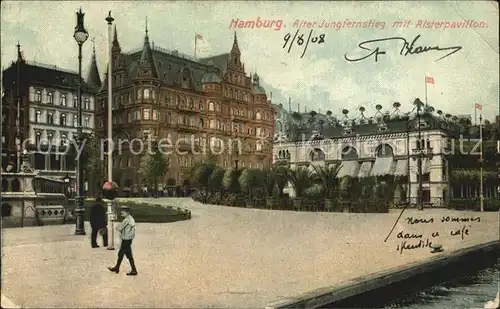 Hamburg Jungfernstieg mit Alsterpavillon Kat. Hamburg