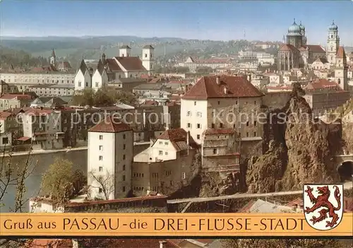 Passau Dreifluessestadt mit Burg Niederhaus Kat. Passau