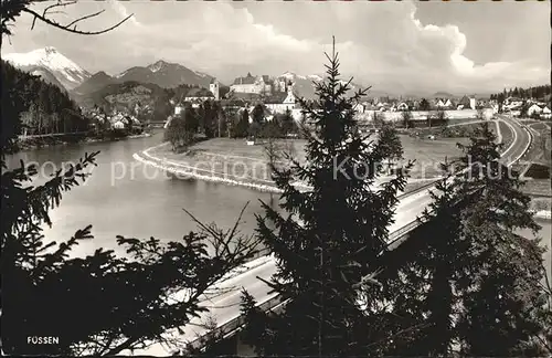 Fuessen Allgaeu mit Lechbruecke und Breitenberg Kat. Fuessen