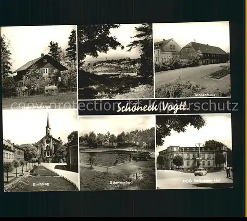 Schoeneck Vogtland Jugendherberge Tannenhaus HOG Schoenecker Hof Schwimmbad Kirchplatz Kat. Schoeneck Vogtland