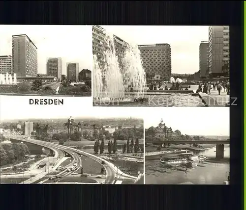 Dresden Interhotel Newa Wasserspiele Prager Strasse Dr Rudolf Friedrichs Bruecke Kat. Dresden Elbe
