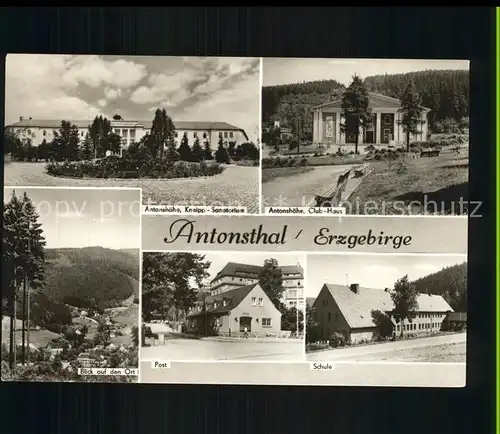 Antonsthal Erzgebirge Antonshoehe Kneipp Sanatorium Club Haus Schule Post Ortsansicht Kat. Breitenbrunn Erzgebirge