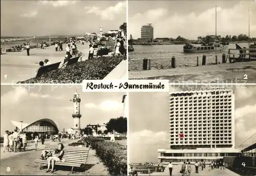 Warnemuende Ostseebad Strandpromenade Lotsenstation Leuchtturm Teepott Interhotel Neptun Kat. Rostock