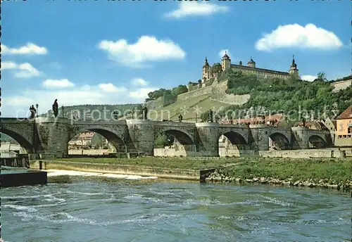 Wuerzburg Alte Mainbruecke und Festung Marienberg Kat. Wuerzburg