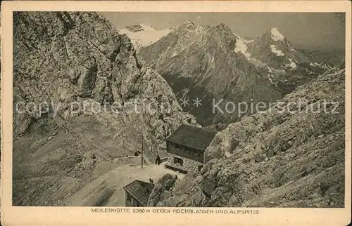 Meilerhuette mit Hochblassen und Alpspitze Kat. Garmisch Partenkirchen
