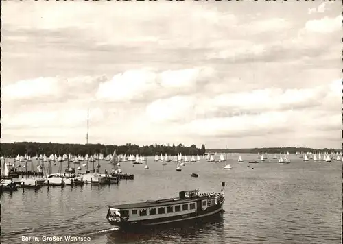 Berlin Grosser Wannsee Segelboote Fahrgastschiff Kat. Berlin