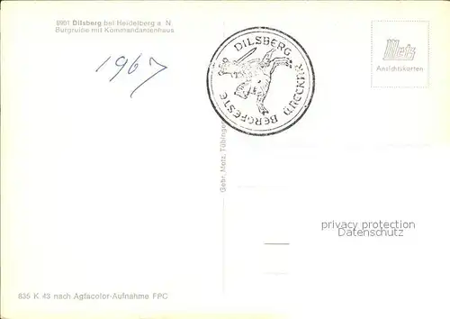 Dilsberg Burgruine mit Kommandantenhaus Kat. Neckargemuend
