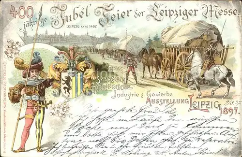 Ausstellung Industrie Gewerbe Leipzig 1897 Pferdekutsche  Kat. Leipzig