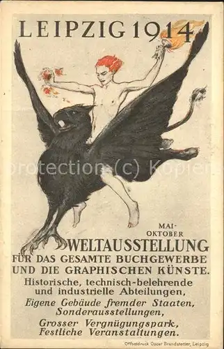 Ausstellung Buchgewerbe Graphik Leipzig 1914 Fackel Vogel  Kat. Leipzig