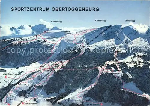 Obertoggenburg Skiegebiet Panoramakarte Sportzentrum Kat. Wildhaus