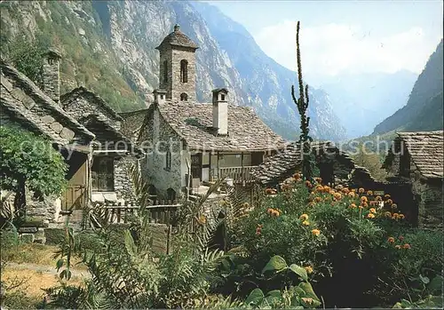 Foroglio Val Bavona Foroglio Dorfpartie Kirche / Lugano /Bz. Lugano City