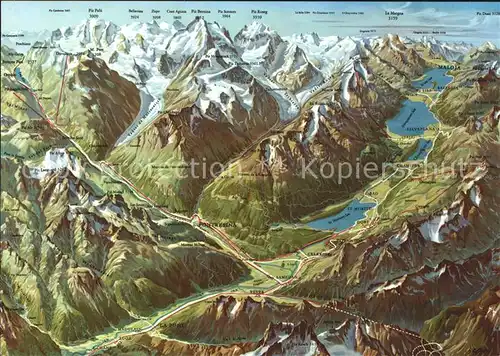Engadin GR Panoramakarte / St Moritz /Bz. Maloja