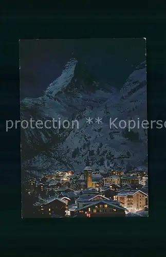 Zermatt VS bei Nacht mit Matterhorn Kat. Zermatt