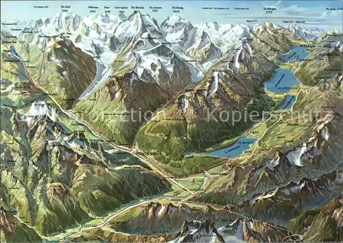 Engadin GR Panoramakarte / St Moritz /Bz. Maloja