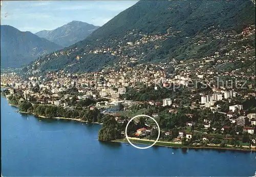 Minusio Locarno TI am Lago Maggiore Totalansicht mit Albergo Navegna / Minusio /Bz. Locarno