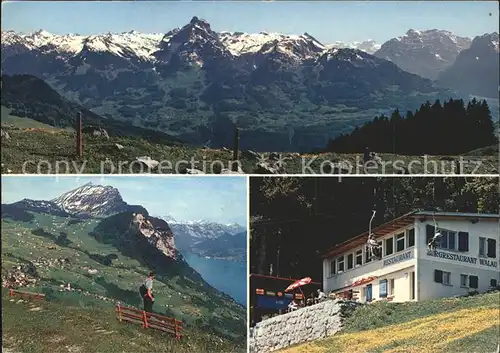Amden SG Blick vom Bergrestaurant Alp Walau auf Glarner Alpen Kat. Amden