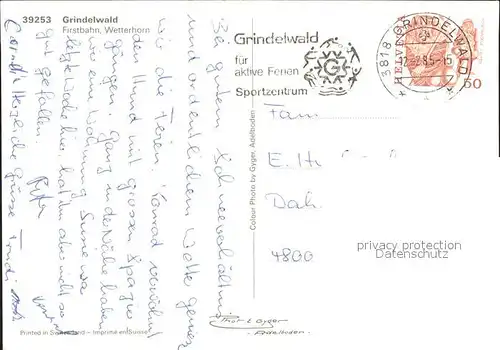 Grindelwald Firstbahn Wetterhorn Kat. Grindelwald