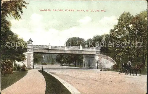 Saint Louis Missouri Wabash Bridge Forest Park Pferdekutsche Kat. United States