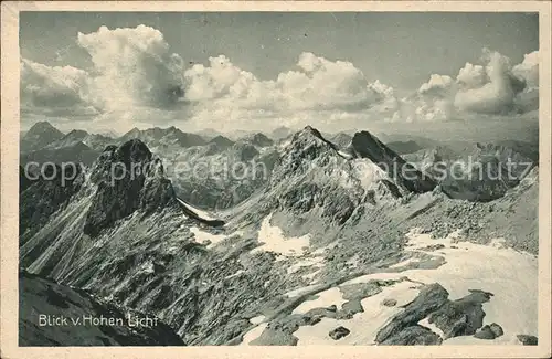 kk81346 Allgaeu Region Allgaeuer Alpen Blick vom Hohen Licht nach Westen Kategorie. Kempten (Allgaeu) Alte Ansichtskarten