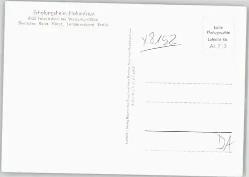 Feldkirchen-Westerham Erholungsheim Hohenfried Fliegeraufnahme ungelaufen ca. 1965 / Feldkirchen-Westerham /Rosenheim LKR