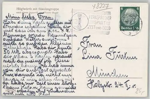 Hoeglwoerth Kuenstlerkarte Bauer x 1935 / Anger /Berchtesgadener Land LKR