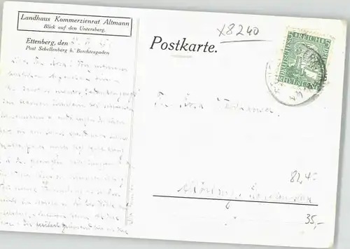 Ettenberg Ettenberg Landhaus Kommerzienrat Altmann x 1925 / Marktschellenberg /Berchtesgadener Land LKR