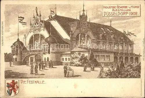 Ausstellung Industrie Gewerbe Kunst Duesseldorf 1902  Die Festhalle Wappen  Kat. Duesseldorf