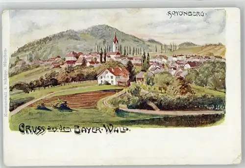 Schoenberg Bayerischer Wald Schoenberg Bayerischer Wald Kuenstlerkarte  ungelaufen ca. 1900 / Schoenberg /Freyung-Grafenau LKR
