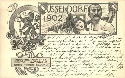 Ausstellung Industrie Gewerbe Kunst Duesseldorf 1902  Hammer Anker Blumen Kat. Duesseldorf