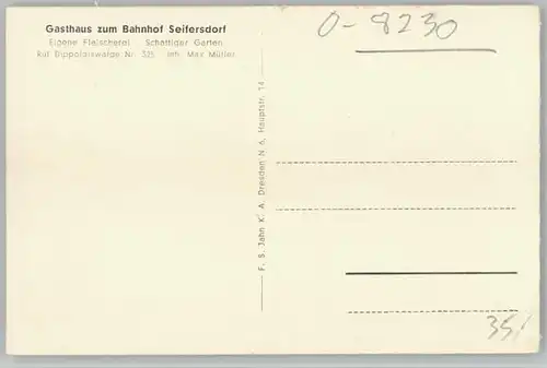 Seifersdorf Dippoldiswalde Gasthaus Bahnhof  * / Dippoldiswalde /Saechsische Schweiz-Osterzgebirge LKR