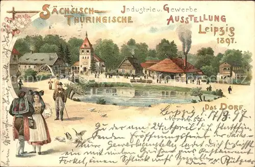 Ausstellung Industrie Gewerbe Leipzig 1897 Nr.11 Tracht Das Dorf  Kat. Leipzig