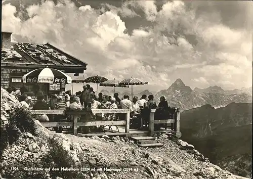 Nebelhorn Gipfelhuette mit Hochvogel Kat. Oberstdorf