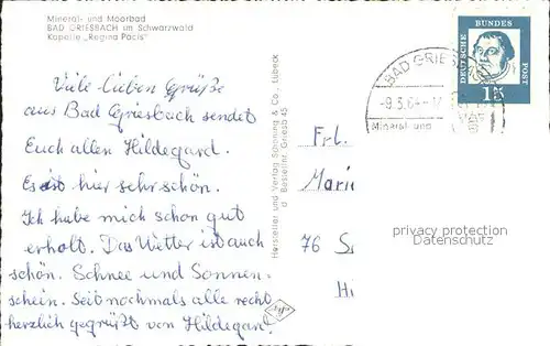 Bad Griesbach Schwarzwald Kapelle Regina Pacis / Bad Peterstal-Griesbach /Ortenaukreis LKR