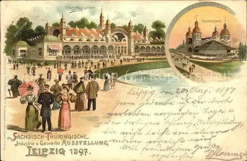 Ausstellung Industrie Gewerbe Leipzig 1897 Wiener Cafe Hauptrestaurant  Kat. Leipzig