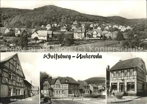 Unkeroda Wolfsburg Thueringen Gesamtansicht Gasthaus zur Linde Betriebsferienheim Steyer Konsum Verkaufsstelle Kat. Marksuhl