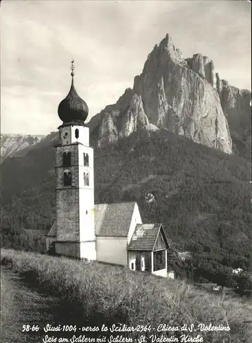 Seis am Schlern St. Valentin Kirche Dolomiten Kat. Kastelruth Suedtirol