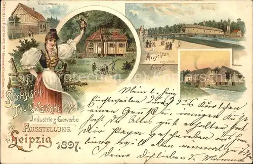 Ausstellung Industrie Gewerbe Leipzig 1897 Tracht Bauernhaus Thueringer Waldhuette Kat. Leipzig