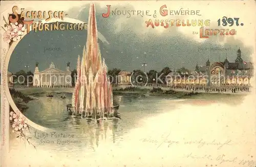 Ausstellung Industrie Gewerbe Leipzig 1897 Nr.11 Saechsisch Thueringische Licht Fontaine  Kat. Leipzig